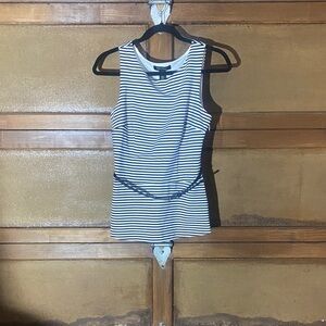 White House Black Market Striped Tank Top - Black and White